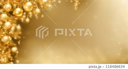 金色の背景に光り輝くゴールド系のオーナメント 118486634