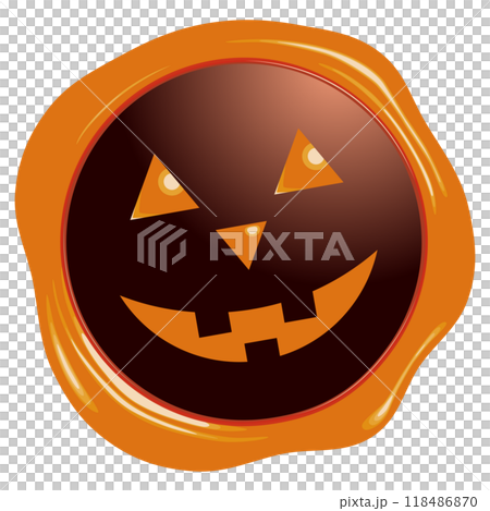 萬聖節傑克燈籠印章徽章向量圖 118486870