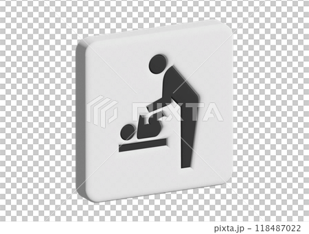 Diaper changing station Baby room map symbol Sign Pictogram 3D illustration 118487022