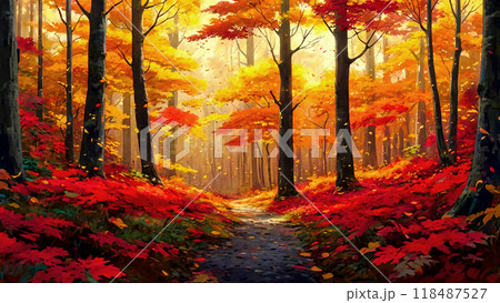 紅葉の森の中 118487527