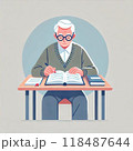 勉強をする白髪の男性 118487644