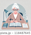 勉強をする白髪の女性 118487645