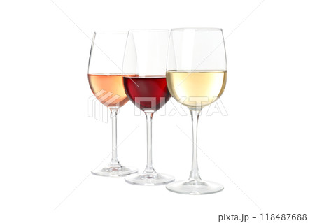 PNG, glasses with wine drink, isolated on white background. 118487688