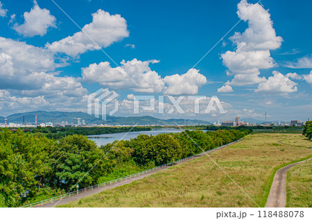 淀川河川公園 淀川新橋からの景観 寝屋川市 淀川河川公園 淀川新橋からの景観 寝屋川市 118488078