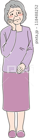 高齢女性_おばあちゃん_困った顔_全身 118488252