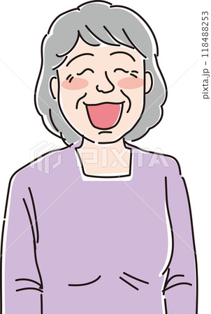 高齢女性_おばあちゃん_笑顔_上半身 高齢女性_おばあちゃん_笑顔_上半身 118488253