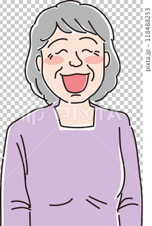 高齢女性_おばあちゃん_笑顔_上半身 高齢女性_おばあちゃん_笑顔_上半身 118488253