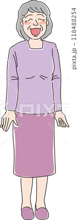 高齢女性_おばあちゃん_笑顔_全身 高齢女性_おばあちゃん_笑顔_全身 118488254