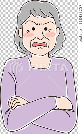 老婦人_奶奶_生氣的臉_上半身 118488257