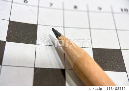 Mind Games.The Crossword Challenge.A close-up view of a crossword puzzle  118488313