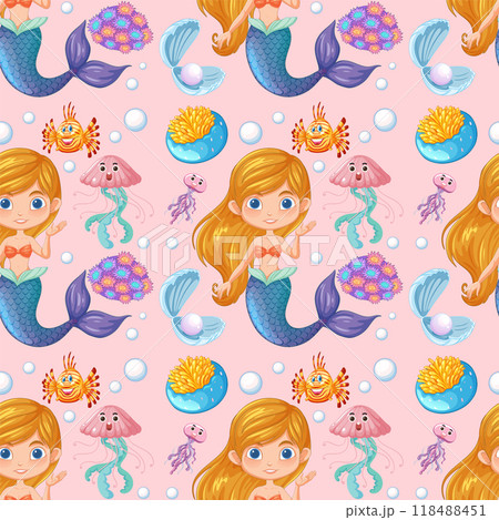 Underwater Mermaid and Sea Creatures 118488451
