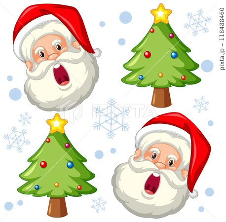 Festive Santa and Christmas Trees 118488460