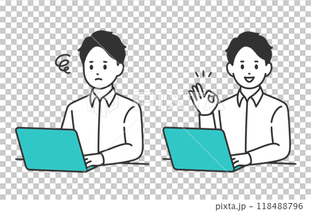 一群年輕人看著電腦,憂心忡忡,冒充OK標誌【人物向量圖素材】 一群年輕人看著電腦,憂心忡忡,冒充OK標誌【人物向量圖素材】 118488796