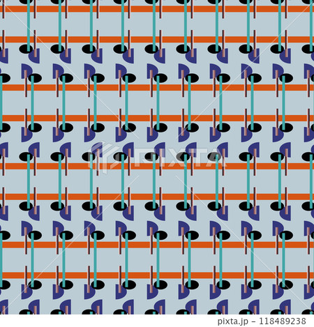 Abstract line shape geometric motif basic pattern continuous background. Oriental style tile modern lux fabric design textile swatch.  118489238