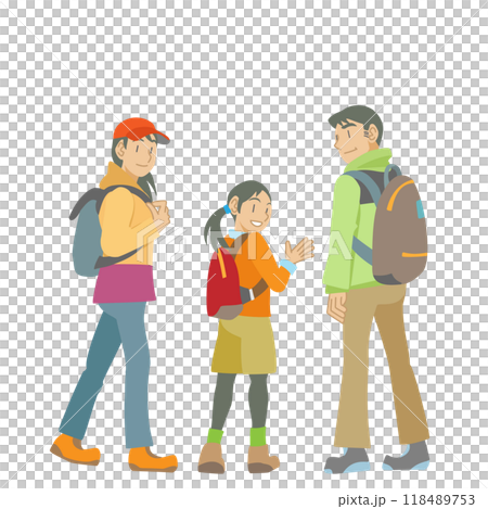 Illustration of a parent and child going mountain climbing Illustration of a parent and child going mountain climbing 118489753