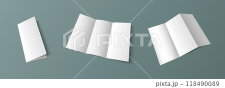 Fold leaflet mockup. Blank trifold paper template 118490089