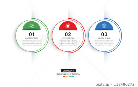 Infographics circle timeline with 3 number data template. Illustration business abstract background. Infographics circle timeline with 3 number data template. Illustration business abstract background. 118490272