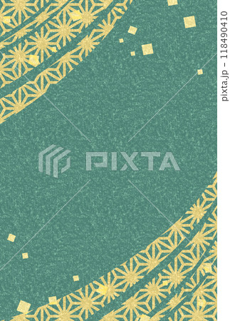 華やかな色合いの和風のフレーム・背景素材4（はがきサイズ） 118490410