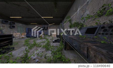廃墟の荒れた室内 118490640