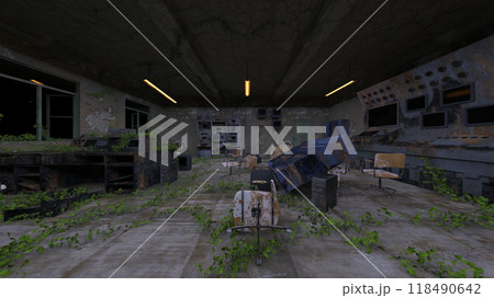 廃墟の荒れた室内 118490642