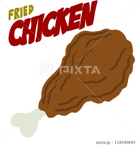 Hand drawn fried chicken for fast food, cook book, restaurant, cafe, menu, recipe, patches, print, toy, department store, food zone, lunch, dinner, ingredients, cuisine, quick meal, supermarket 118490695