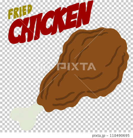 Hand drawn fried chicken for fast food, cook book, restaurant, cafe, menu, recipe, patches, print, toy, department store, food zone, lunch, dinner, ingredients, cuisine, quick meal, supermarket 118490695