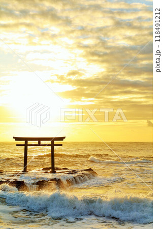 茨城県　大洗磯前神社からの初日の出 118491212