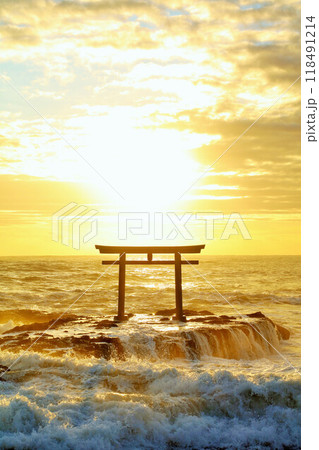 茨城県　大洗磯前神社からの初日の出 118491214