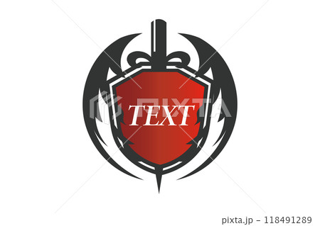 剣と盾と翼を使ったシンボルロゴ素材③ 118491289