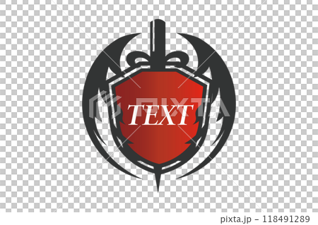 剣と盾と翼を使ったシンボルロゴ素材③ 118491289