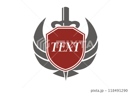 剣と盾と翼を使ったシンボルロゴ素材② 剣と盾と翼を使ったシンボルロゴ素材② 118491290
