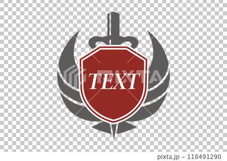 剣と盾と翼を使ったシンボルロゴ素材② 剣と盾と翼を使ったシンボルロゴ素材② 118491290