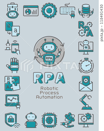 RPA（Robotic Process Automation）　カラフルなアイコンセット 118491430