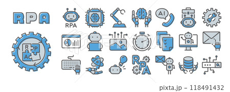 RPA（Robotic Process Automation）　カラフルなアイコンセット 118491432