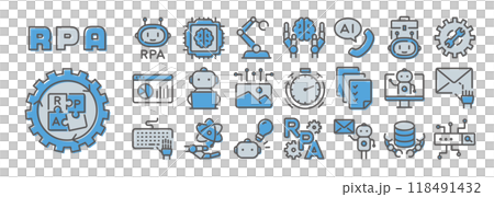 RPA（Robotic Process Automation）　カラフルなアイコンセット 118491432