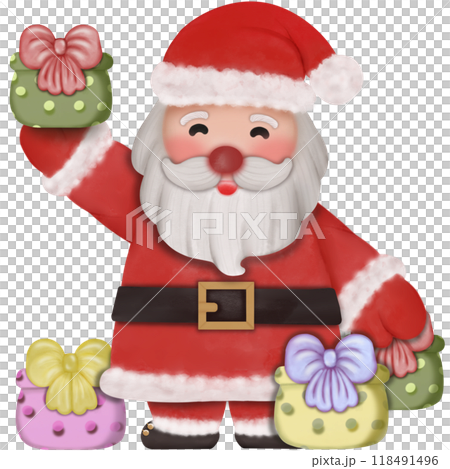 Set of cartoon santa claus hand drawn cute.characters cute and happy for decor elements xmas holiday eve celebration 118491496