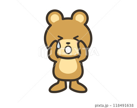 悲しくて泣いているかわいいくまさんのイラスト 118491638