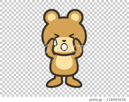 一隻悲傷哭泣的可愛熊的插圖 118491638