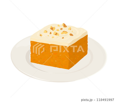 皿に乗ったキャロットケーキ 118491997
