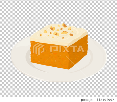 皿に乗ったキャロットケーキ 118491997