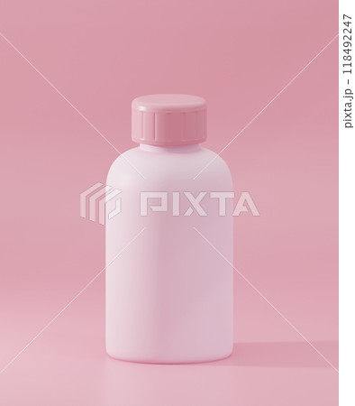 Pink Bottle Design Mockup with Pink Backdrop, 3D rendering	 118492247
