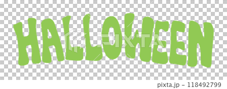 Yellow-green Halloween letters, handwritten style Yellow-green Halloween letters, handwritten style 118492799