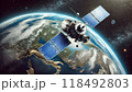 地球上を旋回する人工衛星 118492803