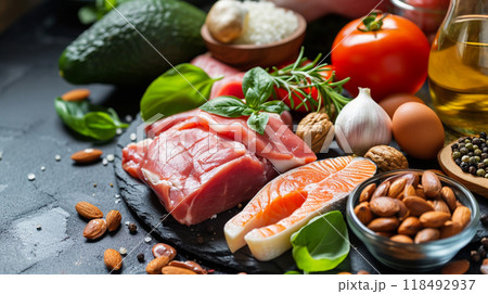 Keto diet food concept background,  118492937