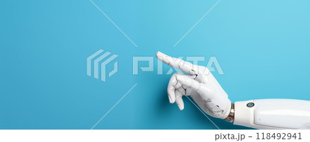 Robot hand on color background Robot hand on color background 118492941
