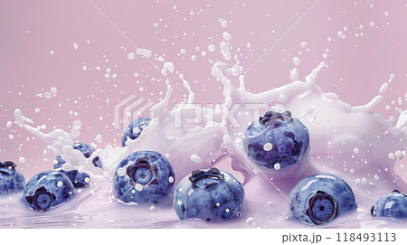 Blueberry milk milkshake splash background 118493113