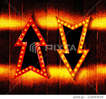 Neon arrows directions electric glowing hd.. 118493639