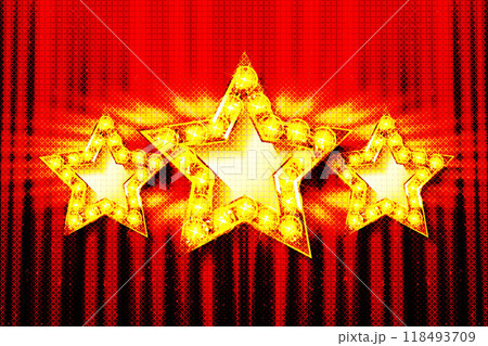 Star shaped gold frame with lighting bulbs Star shaped gold frame with lighting bulbs 118493709