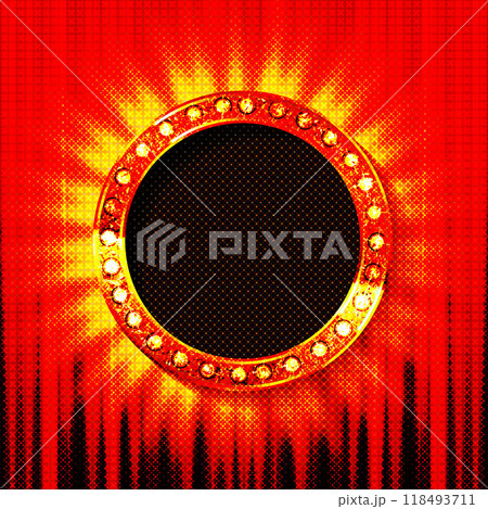 Vintage banner with bright bulbs,dome tent, Vintage banner with bright bulbs,dome tent, 118493711