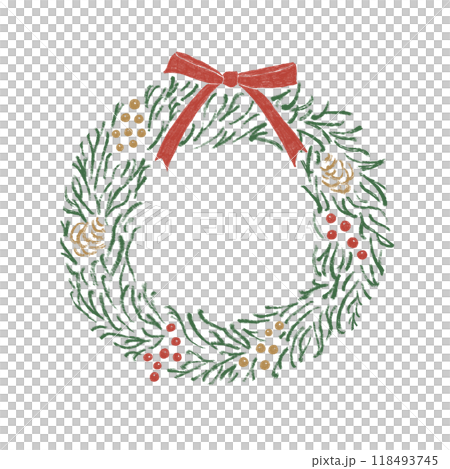Christmas lease with red ribbon Christmas lease with red ribbon 118493745